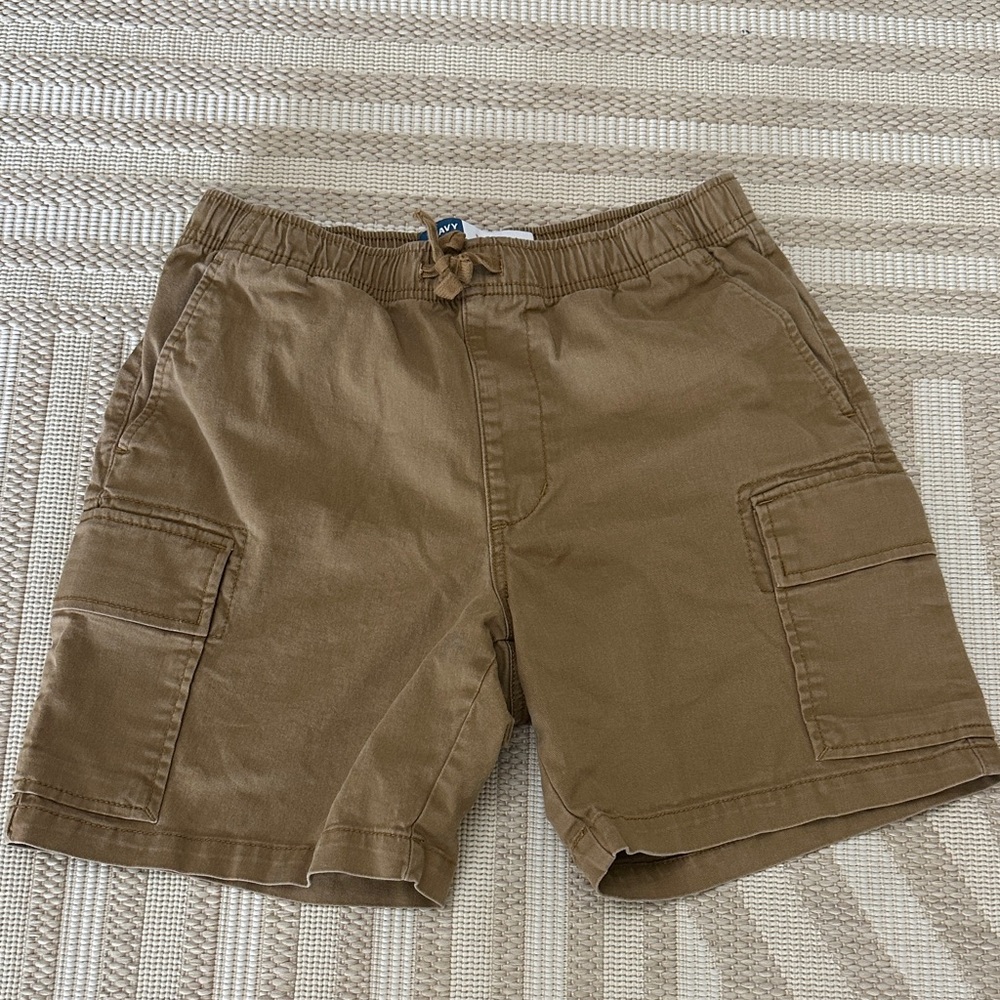 Mens small old navy pull on jogger shorts brown inseam 7 waist 30